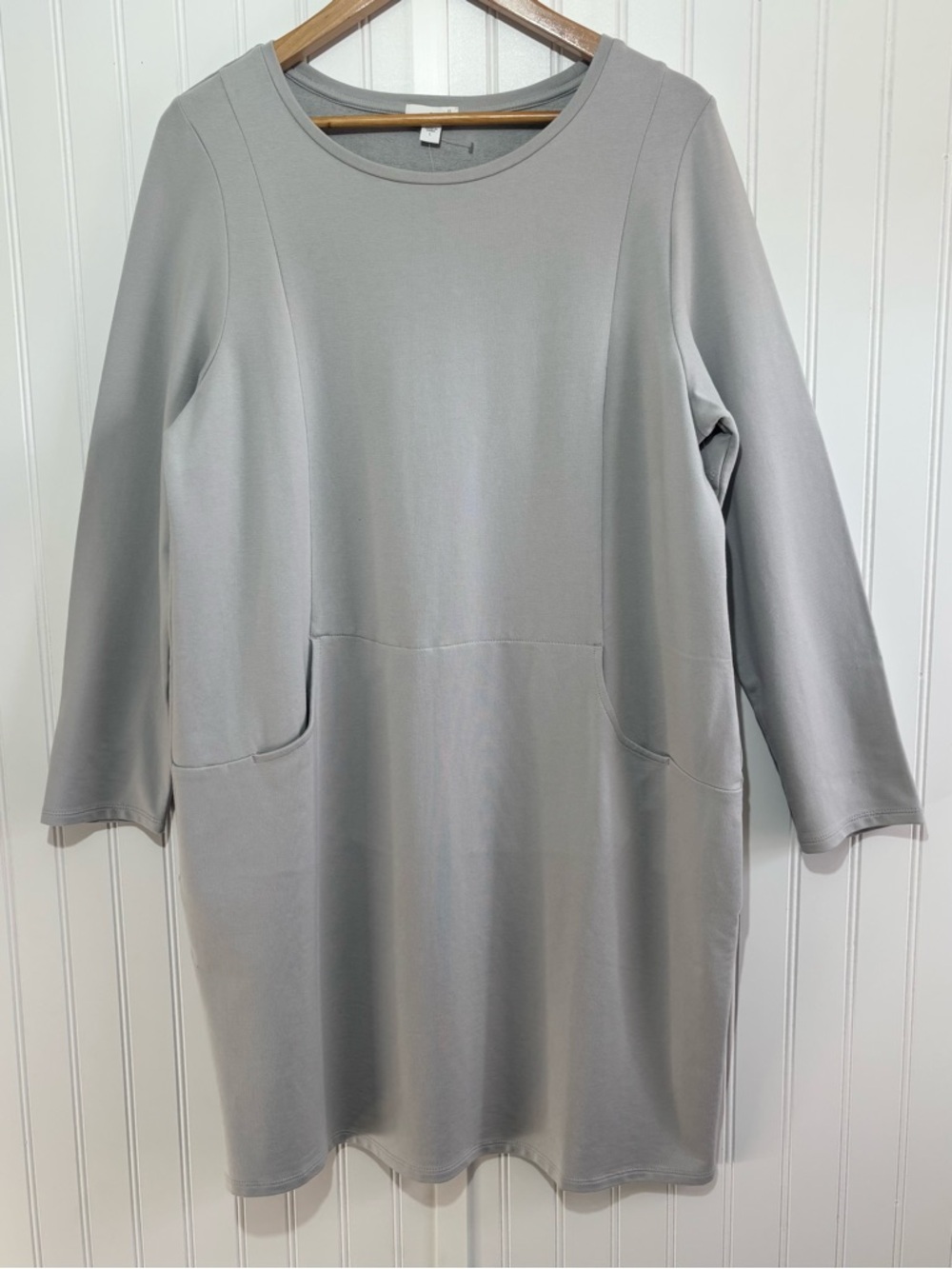 J.Jill Pure Jill Pima Cotton Sweatshirt Dress Gray L Front Pocket Minimalist